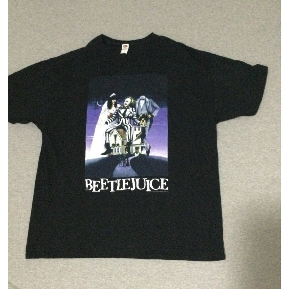 Beetlejuice Movie Graphic Print Cotton T-Shirt Black Men's XL